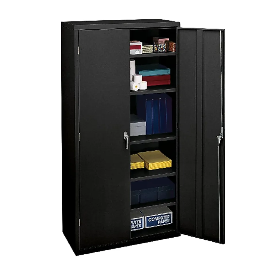 HON® Brigade Storage Cabinet, 5 Adjustable Shelves, 72"H x 36"W x 24-1/4"D, Black