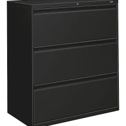 HON® Brigade® 800 36"W Lateral 3-Drawer File Cabinet, Metal, Black