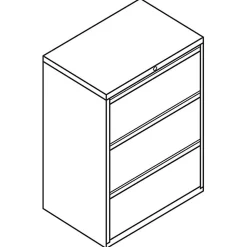 HON® Brigade® 800 36"W Lateral 3-Drawer File Cabinet, Metal, Black