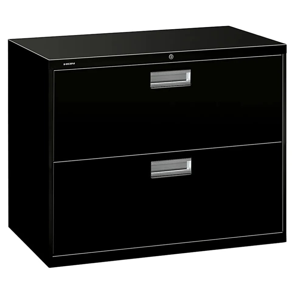 HON® Brigade® 600 36"W x 19-1/4"D Lateral 2-Drawer File Cabinet, Black