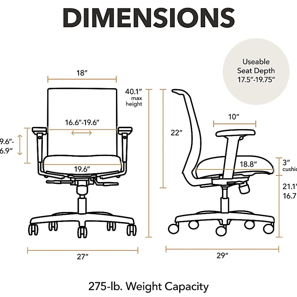 HON® Convergence Task Chair, Basalt/Black, HONCMY1AUR10