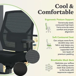 HON® Crio Fabric Mid-Back Task Chair, Asynchronous, Black