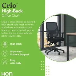 HON® Crio Fabric Mid-Back Task Chair, Asynchronous, Black