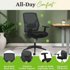 HON® Crio Fabric Mid-Back Task Chair, Black