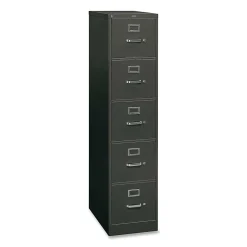 HONĀ® 26-1/2"D Vertical 5-Drawer File Cabinet With Lock, Charcoal