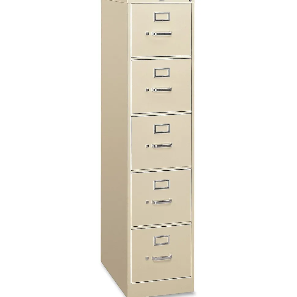 HON® 310 26-1/2"D Vertical 5-Drawer Letter-Size File Cabinet, Putty