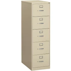 HON® 310 26-1/2"D Vertical 5-Drawer Letter-Size File Cabinet, Putty