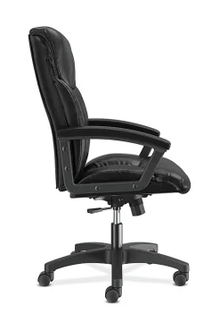 HONĀ® Ergonomic Bonded Leather Padded Loop Arm Executive Chair, Black