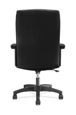 HON® Ergonomic Bonded Leather Padded Loop Arm Executive Chair, Black