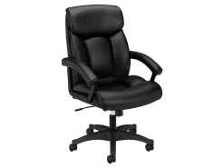 HON® Ergonomic Bonded Leather Padded Loop Arm Executive Chair, Black