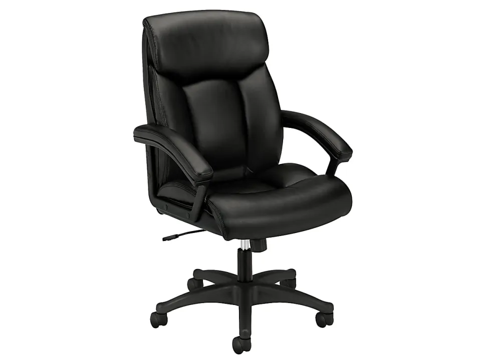 HON® Ergonomic Bonded Leather Padded Loop Arm Executive Chair, Black
