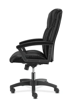 HON® Ergonomic Bonded Leather Padded Loop Arm Executive Chair, Black