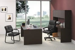 HON® Ergonomic Bonded Leather Padded Loop Arm Executive Chair, Black