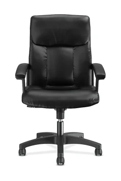 HON® Ergonomic Bonded Leather Padded Loop Arm Executive Chair, Black