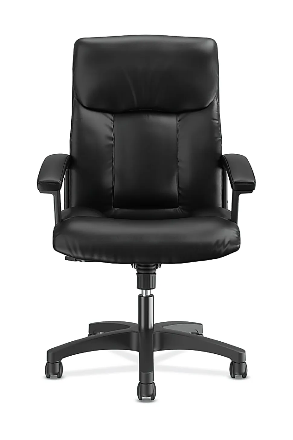 HON® Ergonomic Bonded Leather Padded Loop Arm Executive Chair, Black