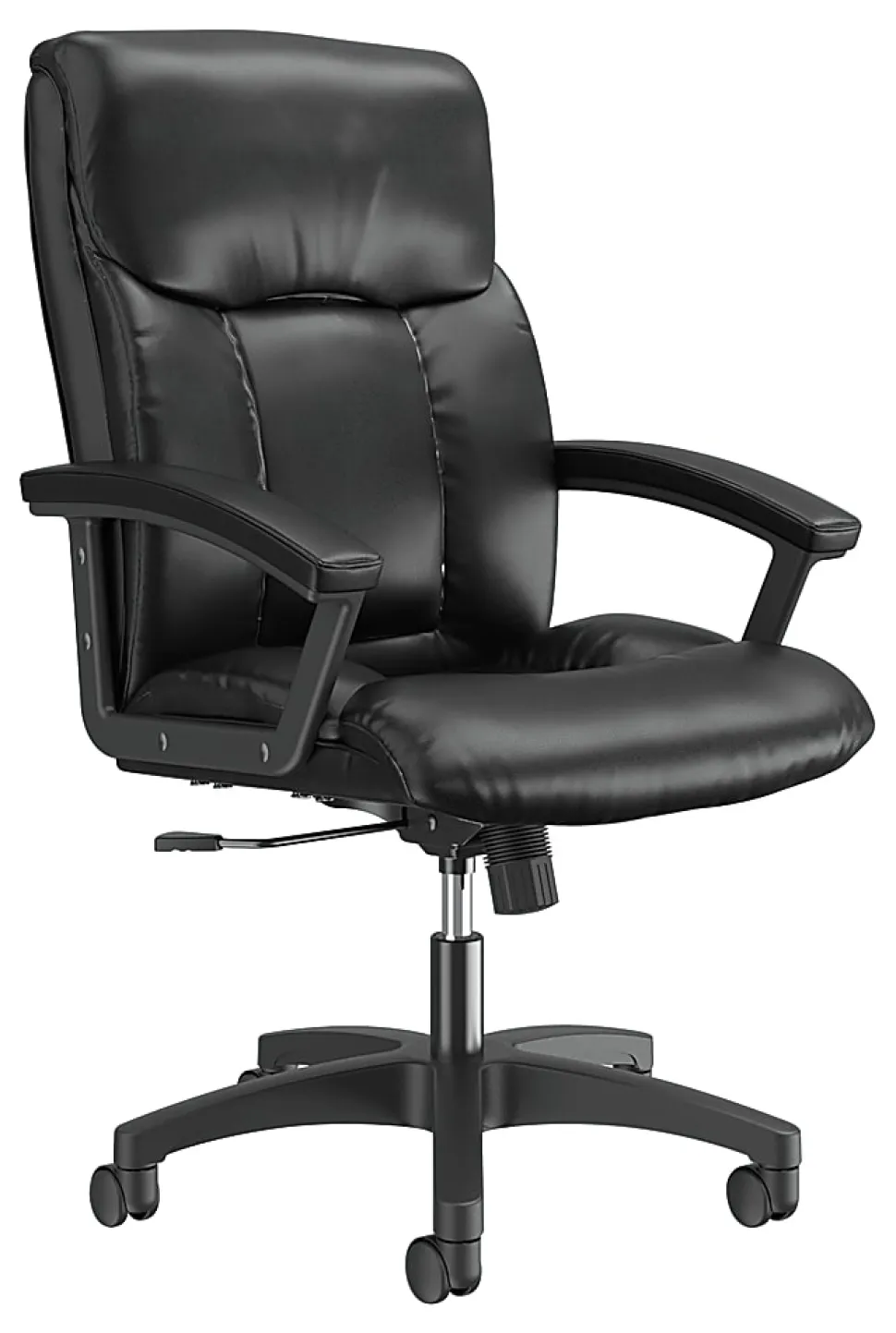 HON® Ergonomic Bonded Leather Padded Loop Arm Executive Chair, Black
