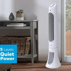 Honeywell QuietSet 5 Tower Fan - 5 Speed - Oscillating, Remote, Timer-off Function, Quiet, Sturdy, Electronic Control Panel, Touch Operation