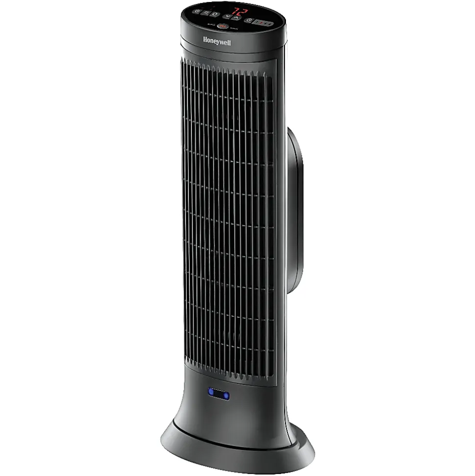 Honeywell® 1500 Watts Electric Ceramic Oscillating Heater, 2 Heat Settings, 23.25"H x 8.75"W x 6.75"D, Black