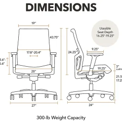 HON® Ignition 2.0 Ergonomic Mesh/Fabric Mid-Back Task Chair, Black