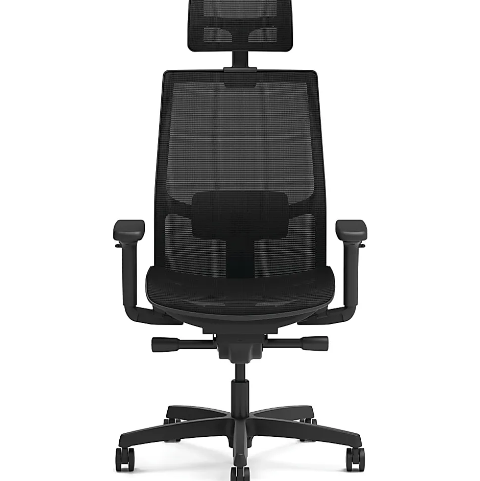HON Ignition 2.0 Mid-back Task Chair with Headrest - Mid Back - Black - Armrest - 1 Each