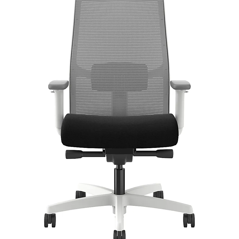 HON Ignition Mid-back Task Chair - Black Seat Color - Fog Back Color - Mesh Back Material - Designer White Frame Color - Mid Back - 1 Each