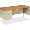 HON® Metro Classic 66"W Left-Pedestal Computer Desk, Harvest/Putty