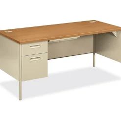 HONĀ® Metro Classic 66"W Left-Pedestal Computer Desk, Harvest/Putty