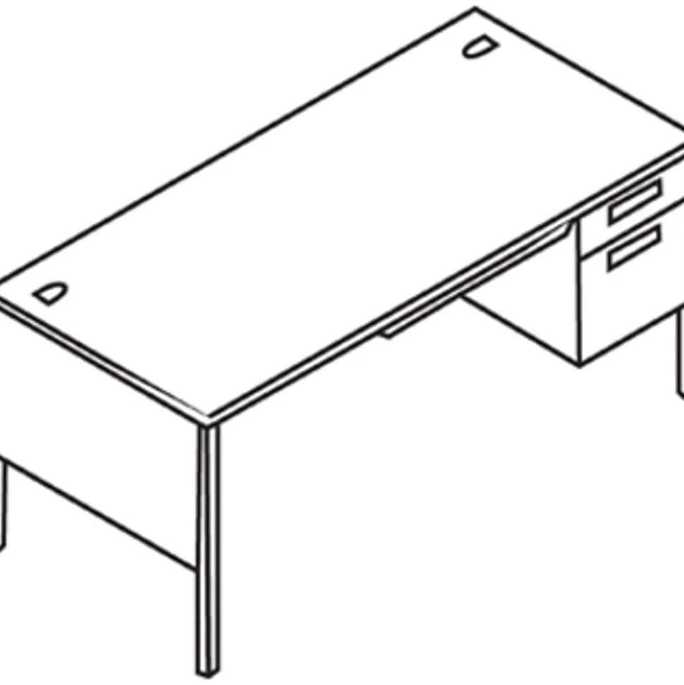 HON® Metro Classic 66"W Right-Pedestal Computer Desk, Harvest/Putty
