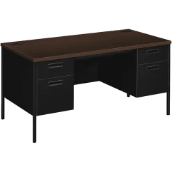 HON® Metro 60"W Classic Double-Pedestal Computer Desk, Mocha/Black