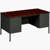 HON® Metro 60"W Classic Double-Pedestal Computer Desk, Mahogany/Charcoal