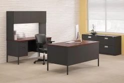 HON® Metro 60"W Classic Double-Pedestal Computer Desk, Mahogany/Charcoal