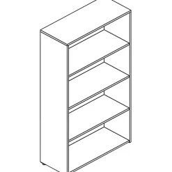 HON Mod HLPLBC3013B4 Book Case - 4 Shelve(s) - 2 Adjustable Shelf(ves) - Finish: Mahogany