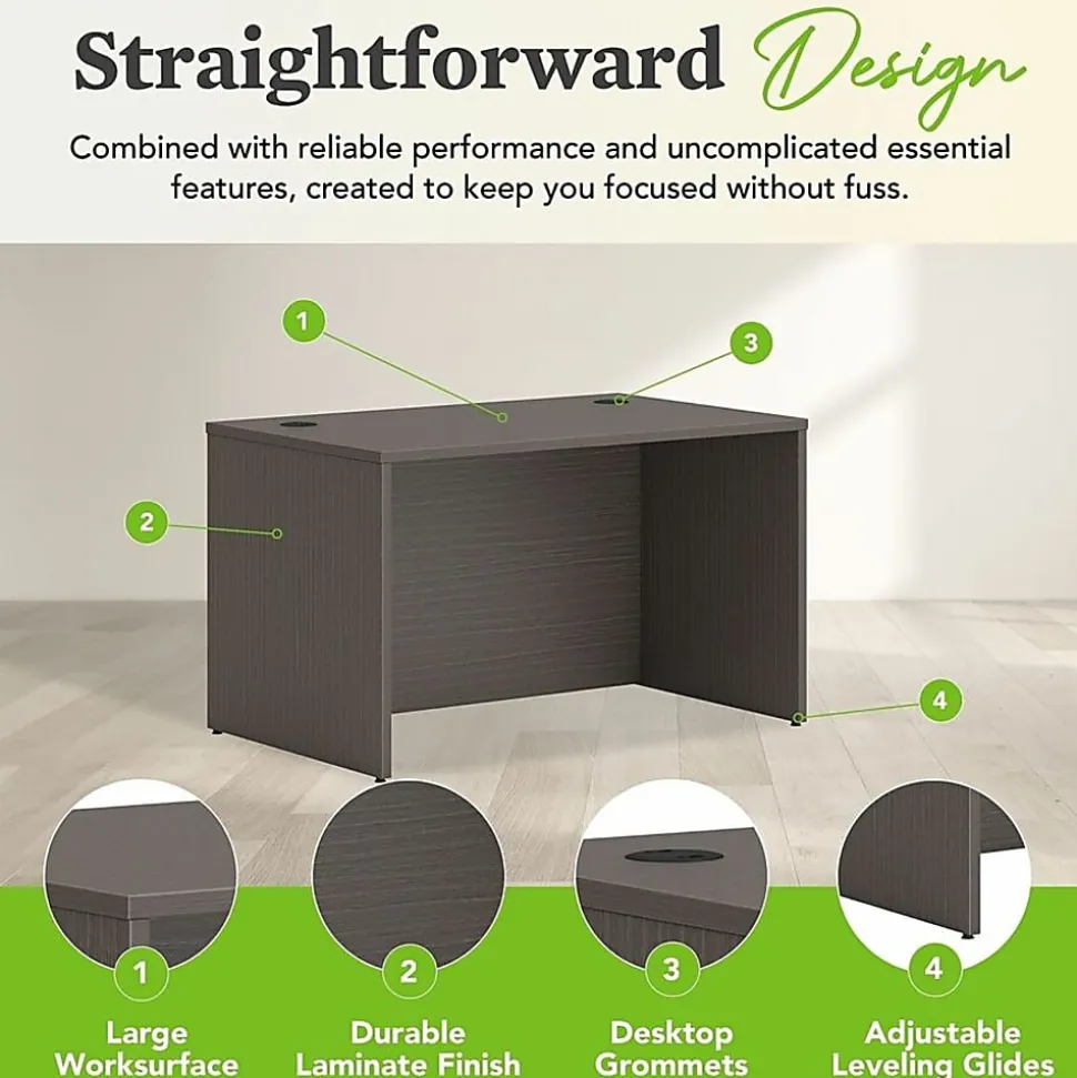 HON Mod HLPLDS4830 Desk Shell, 29"H x 48"W x 30"D, Slate Teak