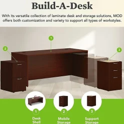 HONĀ® Mod 72"W Rectangle Desk Shell, Mahogany