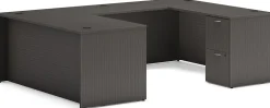 HONĀ® Mod 66"W U-Station Computer Desk With Double-Pedestal, Slate Teak