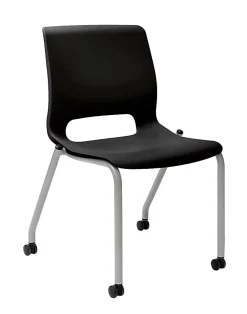 HON® Motivate Stacking Chair With Casters, Onyx, Set Of 2