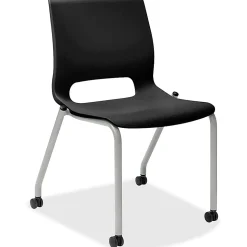 HON® Motivate Stacking Chair With Casters, Onyx, Set Of 2