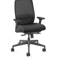 HON Nucleus Task Chair KD - Black Seat Color - Vinyl Seat Material - Black Back Color - Armrest - 1 Each