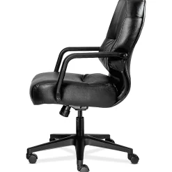 HON® Pillow-Soft® Bonded Leather Mid-Back Chair, Black