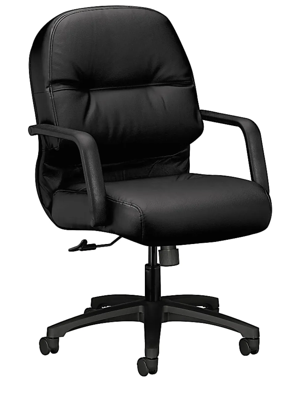 HON® Pillow-Soft® Bonded Leather Mid-Back Chair, Black