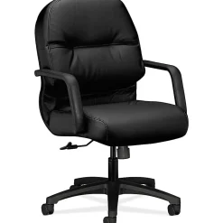 HON® Pillow-Soft® Bonded Leather Mid-Back Chair, Black