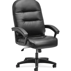 HON® Pillow-Soft® Ergonomic Bonded Leather Executive Chair With Fixed Loop Arms, Black, HON2095HPWST11T