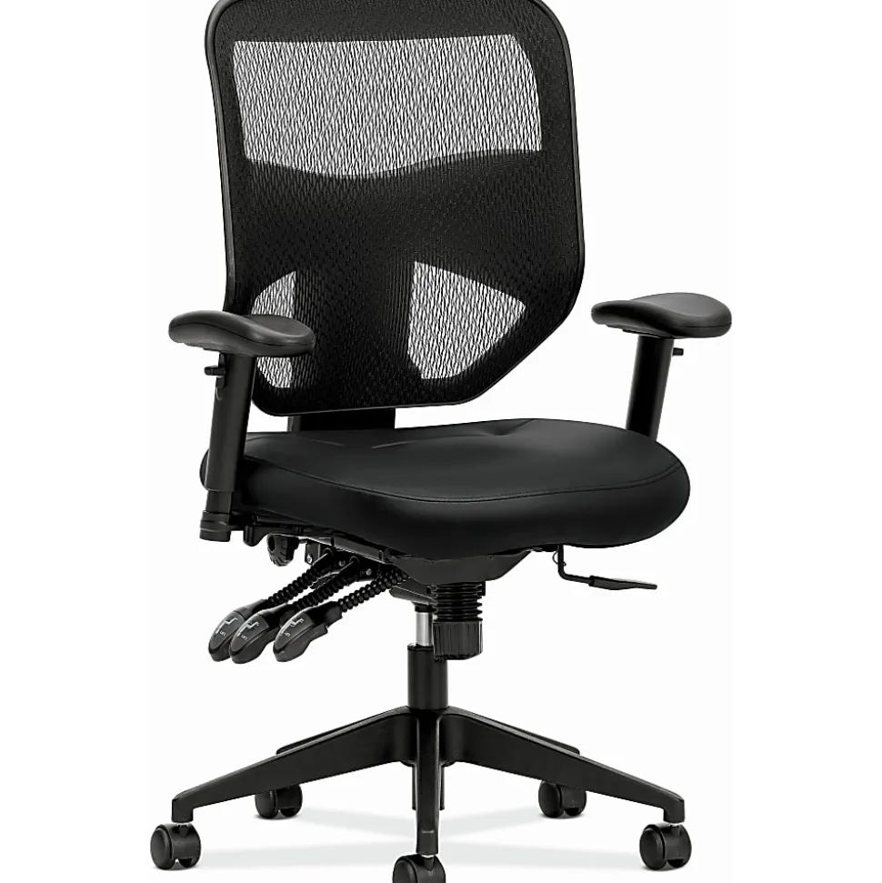 HON® Prominent Bonded Leather High-Back Executive Chair, Black