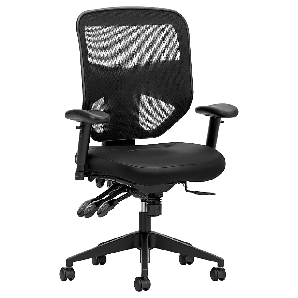 HON® Prominent Bonded Leather High-Back Executive Chair, Black
