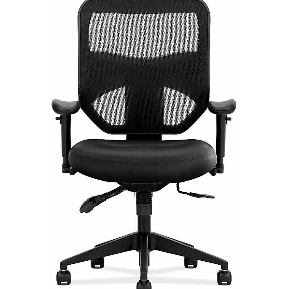 HON® Prominent Bonded Leather High-Back Executive Chair, Black