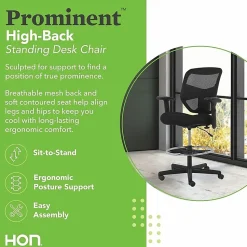 HON® Prominent High-Back Task Stool, Black