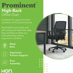 HON® Prominent™ Mesh Fabric High-Back Task Chair, Black