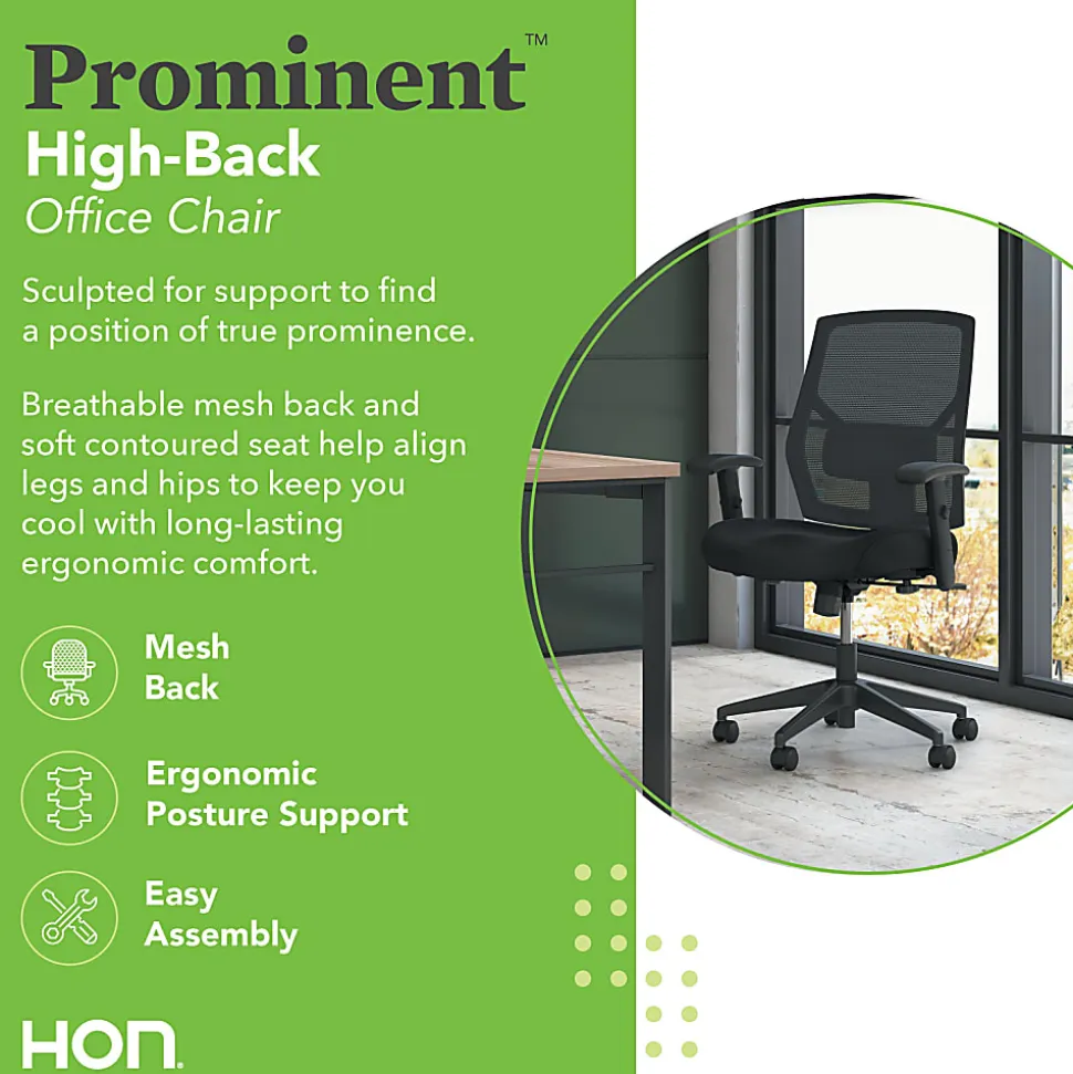 HON® Prominent™ Mesh Fabric High-Back Task Chair, Black