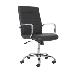 HON® Sadie Ergonomic Bonded Leather Mid-Back Executive Chair, Black/Chrome