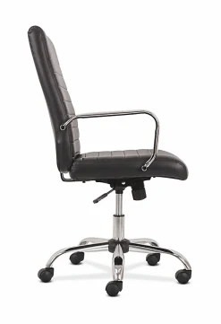 HON® Sadie Ergonomic Bonded Leather Mid-Back Executive Chair, Black/Chrome